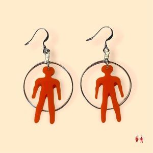 orange with Silver Halo HumanBeing Earrings.